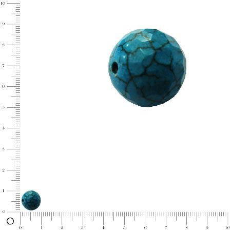 Perle ronde à facettes en turquoise - Ø 10 mm