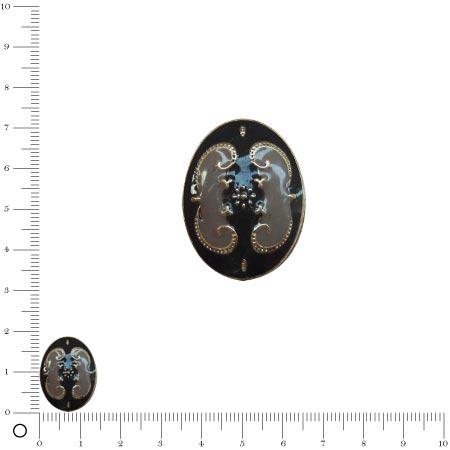 Perle métal ovale émaillée L. 19 mm - Marron et beige