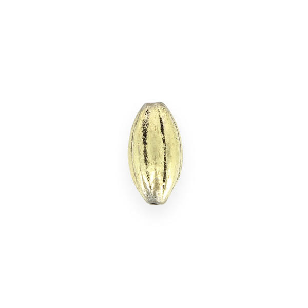 Perle ovale allongée quartiers en métal - Argent vieilli - 13,8 x 22 mm