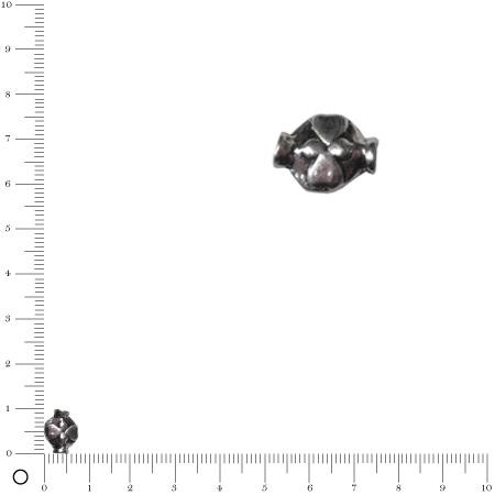 Perle métal plate motif abstrait L. 10 mm - Argenté vieilli