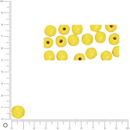 Perles en bois - Polies - Jaune - 12 mm - 32 pcs