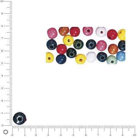 Perles en bois - Polies - Multicolore - 12 mm - 32 pcs