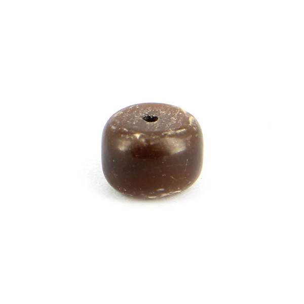 Perle corne tonneau aplatie - Brun ambre - 60 x 10 mm