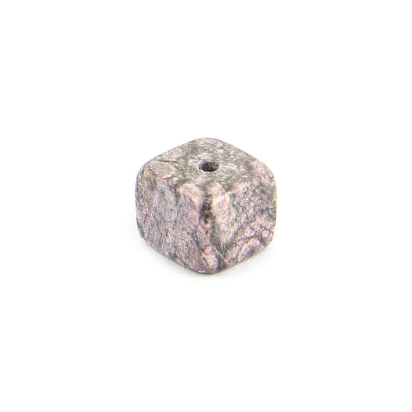 Perle cube pierre marbrée - Rose et noir - 9 x 9 mm