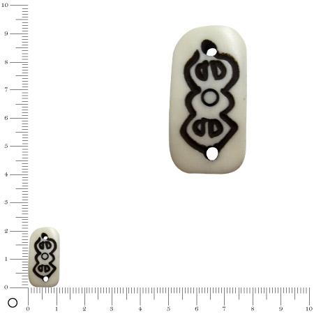Perle intercalaire en os motif abstrait L. 21 mm