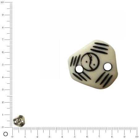 Perle intercalaire en os motif yin et yang L. 14 mm