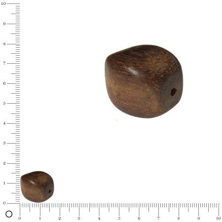 Perle en bois L. 14 mm - Cube arrondi