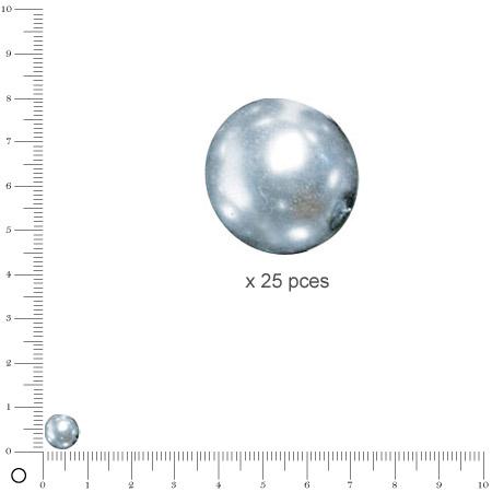 Perles Renaissance - Gris argenté - Ø 8 mm  x 25 pces