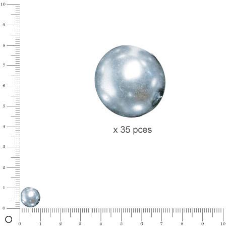 Perles Renaissance - Gris argenté - Ø 10 mm  x 35 pces