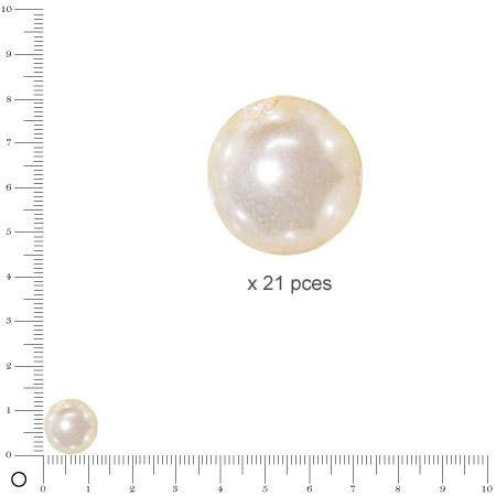 Perles Renaissance - Blanc - Ø 12 mm  x 21 pces