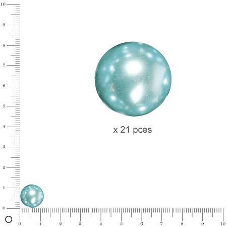 Perles Renaissance - Turquoise - Ø 12 mm  x 21 pces