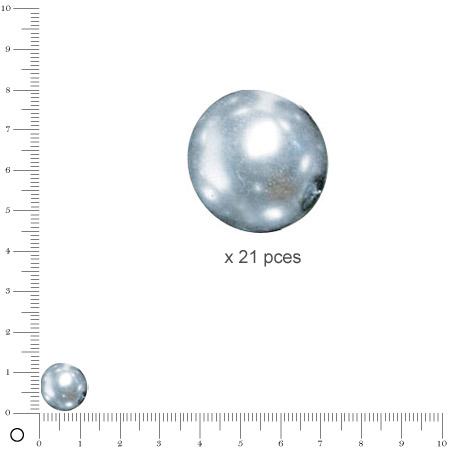 Perles Renaissance - Gris argenté - Ø 12 mm x 21 pces