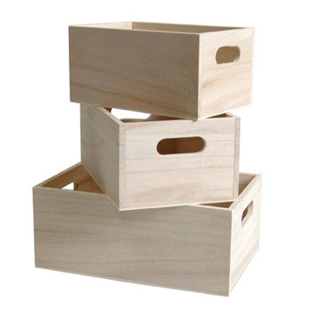 Support à décorer en bois - 3 Casiers - Grand modèle 21 x 12 cm