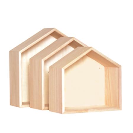 Set de 3 étagères maison en bois 30 x 30 cm
