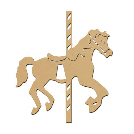 Support à décorer en bois médium - Cheval carrousel - 20 x 17,3 cm