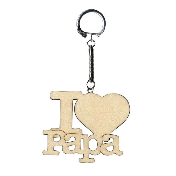Porte-clés à décorer en bois I LOVE PAPA - 11 x 6.5 cm
