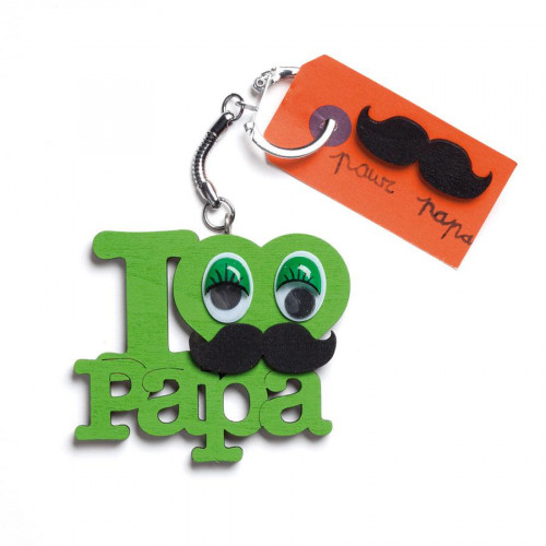 Porte-clés à décorer en bois I LOVE PAPA - 11 x 6.5 cm