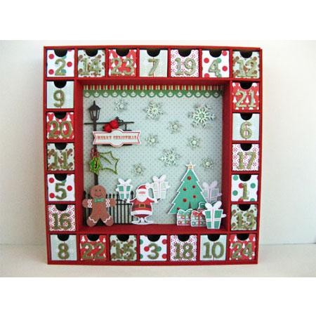 Calendrier de l'Avent en bois 24 compartiments - 39,5 x 39,5 cm