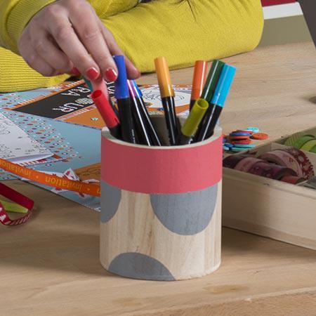 Support à décorer en bois - Lot de 3 pots ronds