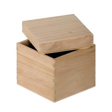 Support à décorer en bois - Boîte carrée - 12 x 12 x 12 cm