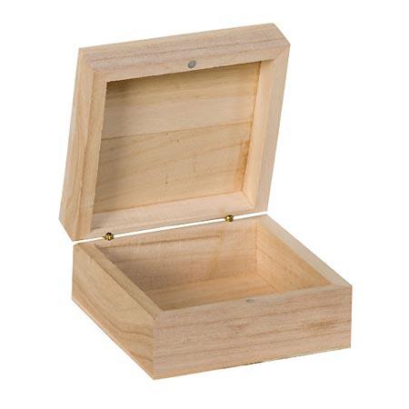 Support à décorer en bois - Boîte carrée - 10 x 10 x 5 cm
