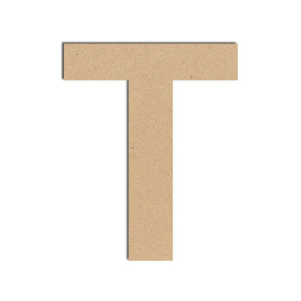 Lettre en bois médium - T majuscule - 10 cm
