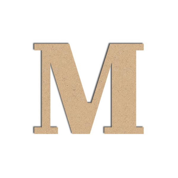 Lettre en bois médium - M majuscule - 12 cm