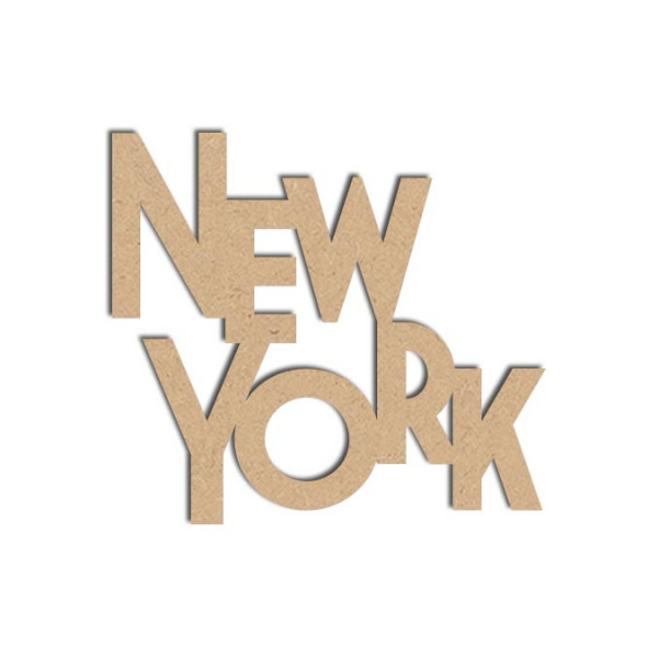 Mot en bois médium - New York - 18 x 16 cm