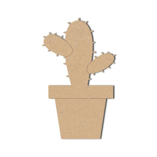 Support à décorer en bois médium - Cactus - 12 x 18 cm
