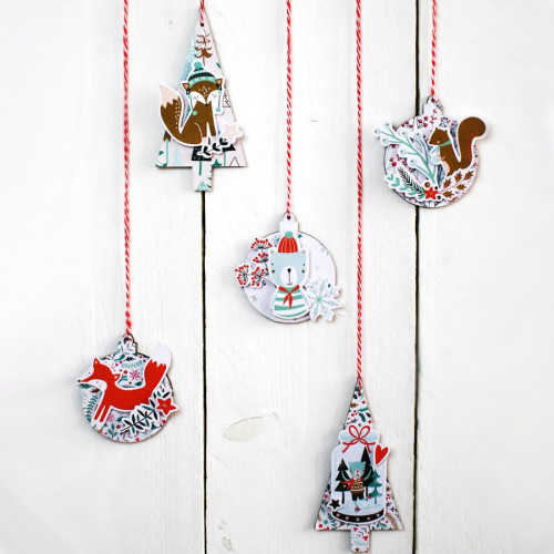 Support à décorer en bois médium - Pendentifs 3 Boules de Noël - 7,7 x 6,4 cm