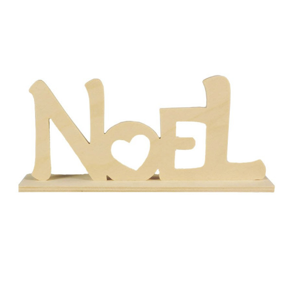 Mot NOEL en bois - avec socle - 20 x 9 x 4 cm