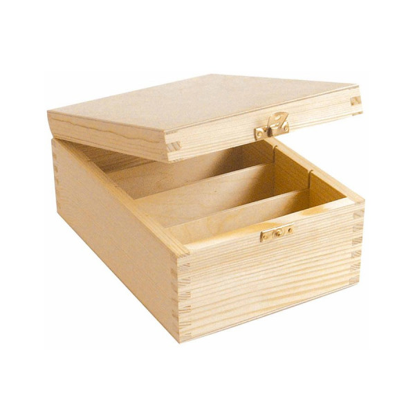 Boîte de rangement en bois - 4 compartiments - 24 x 10,5 x 17 cm