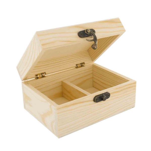 Boîte à thé en bois - 2 compartiments -14,5 x 10,5 x 6,5 cm