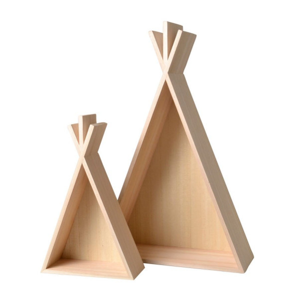 Etagères en bois - Totem - Tipi - 2 pcs - H. 29,5 et 45,8 cm