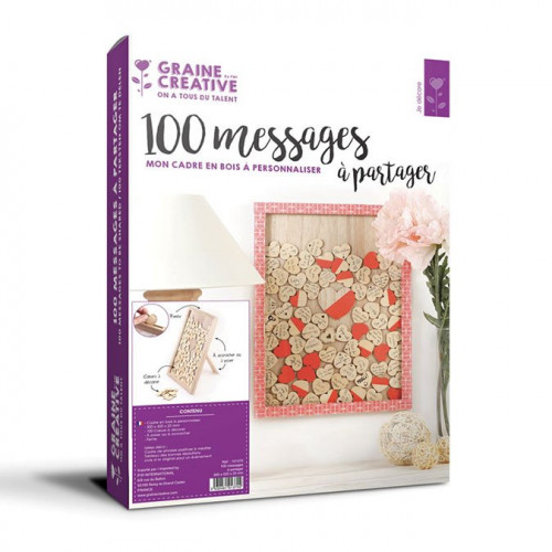 Cadre en bois 100 messages à partager - 30 x 42 cm