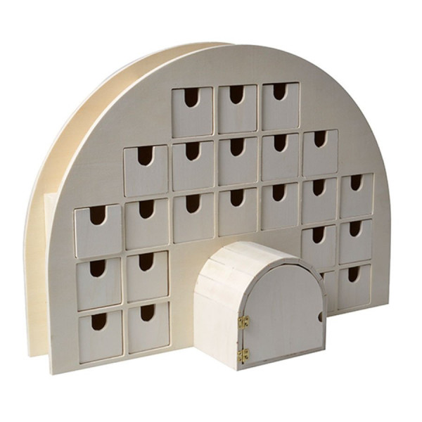 Calendrier de l'Avent Igloo en bois - 44 x 32 x 15,5 cm