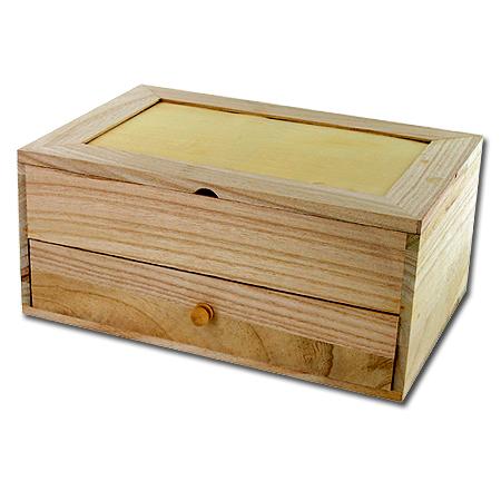 Support à décorer en bois - Coiffeuse - 6 compartiments et 1 tiroir - 26 x 17,5 x 11,5 cm