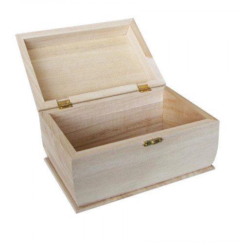 Petite Boîte en Bois avec Fermeture à Clé, 10,6 x 7,5 x 7,5 cm, Clé  Incluse, Coffret à Décorer