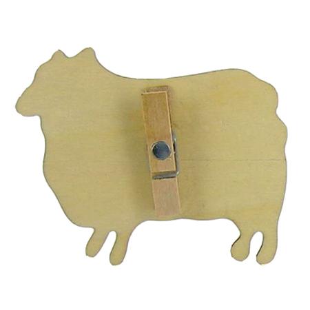 Support à décorer en bois - Pinces à linge aimantées - Mouton - 11.5 x 8 x 2.5 cm