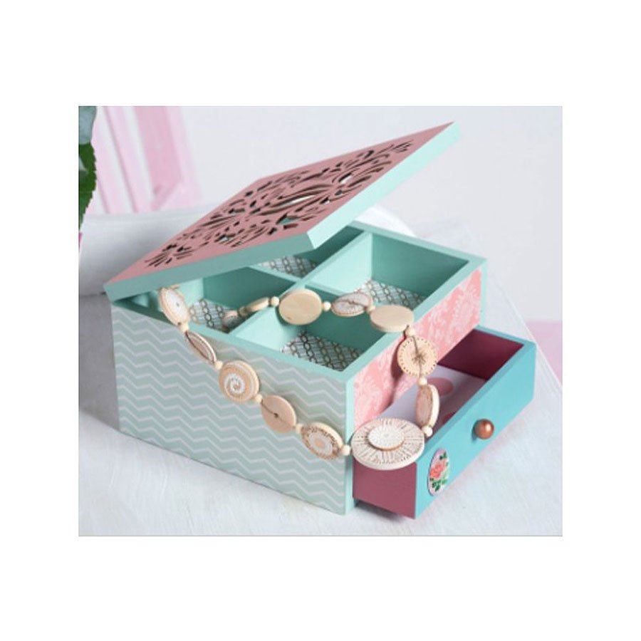 Boîte à bijoux en bois - 16 x 16 x 10 cm