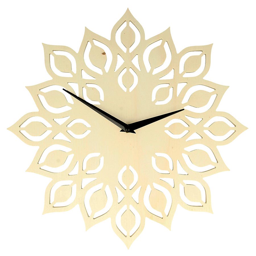 Horloge Fleur en bois - 30 cm