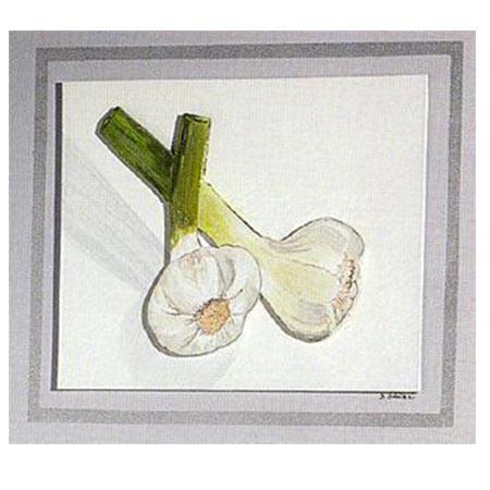 Support à décorer en bois medium - Nature morte - Ail - 29.5 x 21 cm