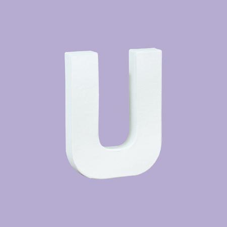 Support à décorer en papier mâché - Petite lettre U - h. 12 cm