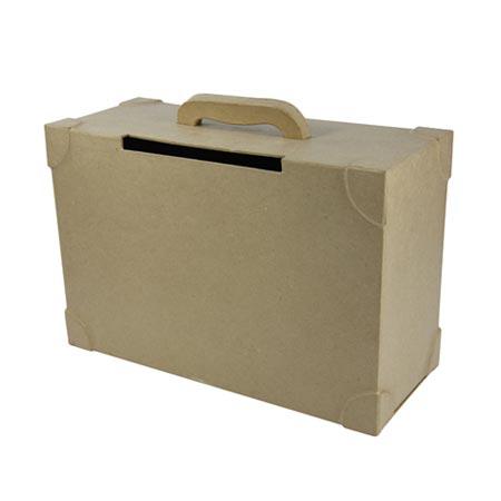 Support à décorer en papier mâché - Urne valise - 14,5 x 36 x 23,5 cm