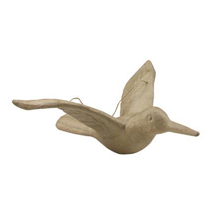 Support à décorer en papier mâché - Colibri à suspendre - 22 x 24 x 9,5 cm