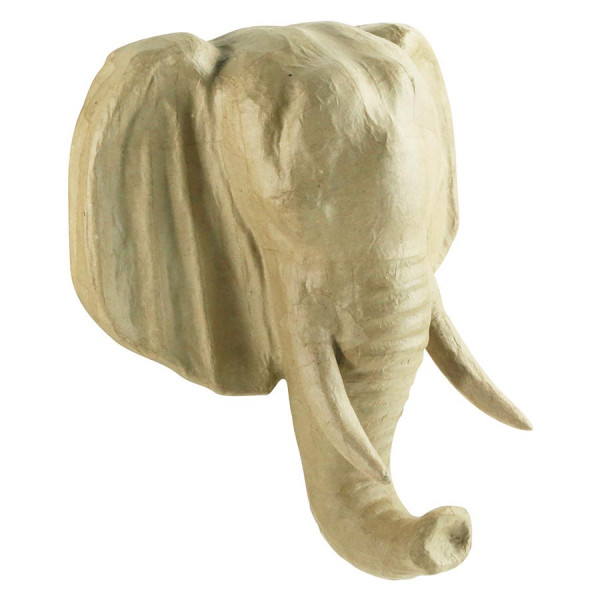 Trophée éléphant en papier mâché - 31 x 16,5 x 36 cm