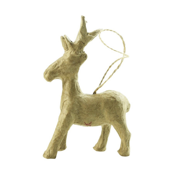 Renne à suspendre en papier mâché - 3,5 x 11 x 7,5 cm