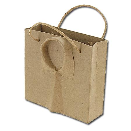 Sac avec cravate en papier mâché - h. 13 cm
