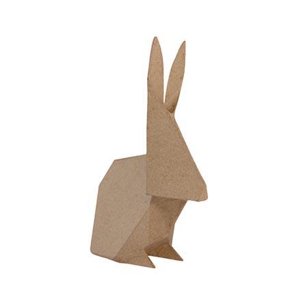 Lapin Origami (S) en papier mâché - 12 x 6,5 x 19 cm