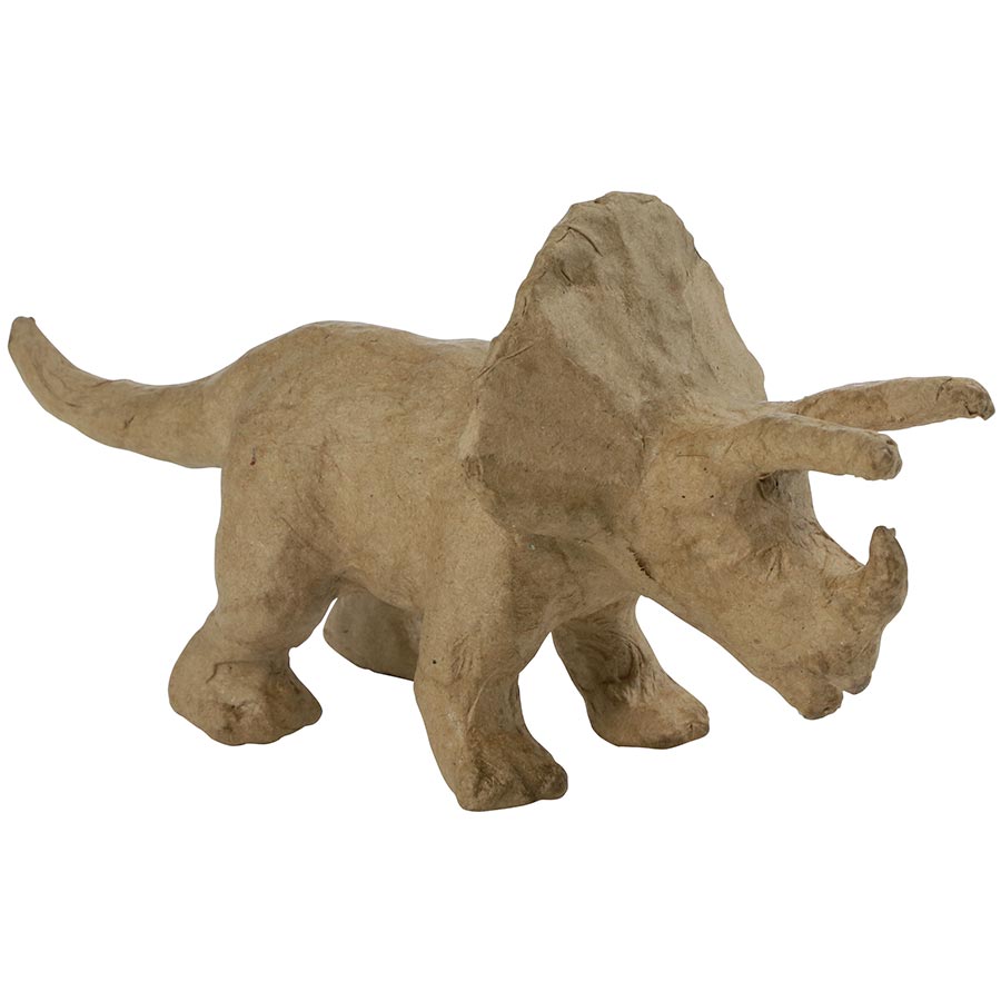 Triceratops en papier mâché - 9 x 19 x 6 cm